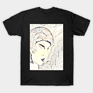 ART DECO FLAPPER WITH FLOWER CAP T-Shirt